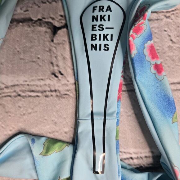 Frankies Bikinis Dexter Thong Bikini Bottom Blue Floral Print New Size Large - Picture 10 of 10